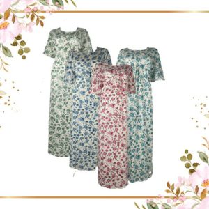 Ladies Nightie Short Sleeve Digital Flowers Long Nightdress Pyjamas Size M-3XL