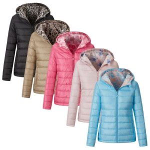 New Womens Ladies Quilted Padded Hooded Warm Puffer Reversible Jacket