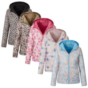 New Womens Ladies Quilted Padded Hooded Warm Puffer Reversible Jacket