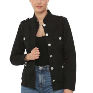 Women’s Multi Pocket Military Jacket – Stylish RAW Look Summer Outerwear