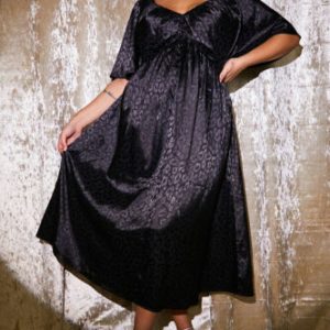 Womens Black Midi Dress Satin Jacquard Flutter | In The Style