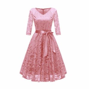 Women Lace Dress Party Evening 3/4 Sleeve Formal Cocktail Dresses