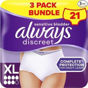 3x Always Discreet Incontinence Pants/Underwear Plus – X-Large – Pack of 7