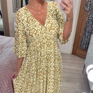 Summer Holiday Womens Maxi Plus Size V Neck Floral Seaside Casual Loose Dresses