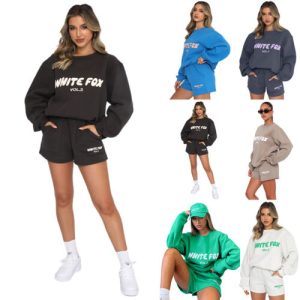 White Fox Boutique 2PCS Tracksuits Womens Ladies Casual Hoodie Shorts Pants UK