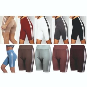 Ladies Womens Shorts Cycle Gym Running Yoga Run Leggings Stretch Striped NEW