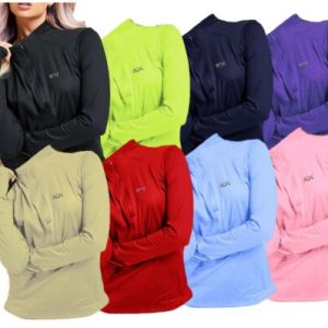 Women Running Top Sweatshirt Quick Dry Stretch Track Jogging Sports T-Shirt Zip