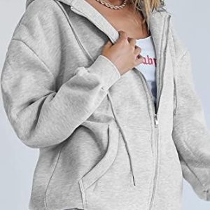 Jhsnjnr Women’s Long Sleeve Sweatshirts Casual Hooded Jackets with Pockets Oversized Zip Up Hoodies