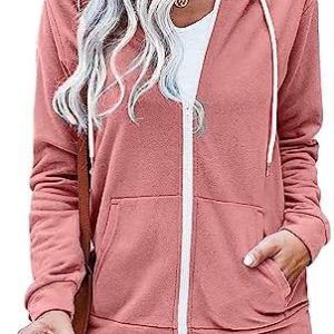 Jhsnjnr Women’s Zip Up Hoodies Long Sleeve Drawstring Sweatshirts with Pockets Hooded Lightweight Jackets