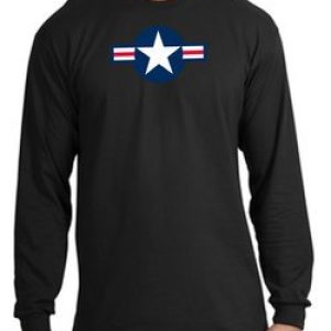 Air Force Long Sleeve Shirt Aircraft Insignia Black Tee Shirt