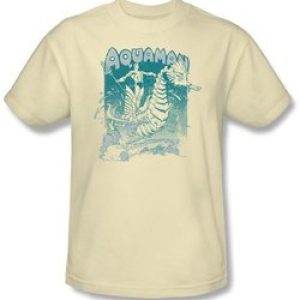 Aquaman T-shirt – Catch A Wave DC Comics Adult Cream Tee