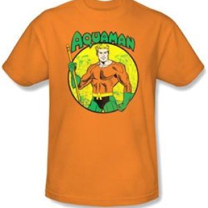 Aquaman T-shirt – DC Comics Superhero Adult Orange Tee