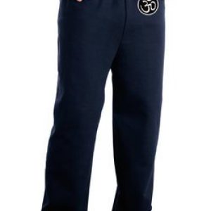 AUM Patch Mens Pants with Elastic Bottom Navy Hip Print