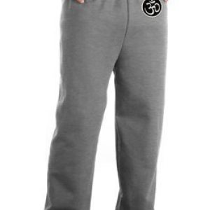AUM Patch Mens Pants with Elastic Bottom Sports Gray Hip Print