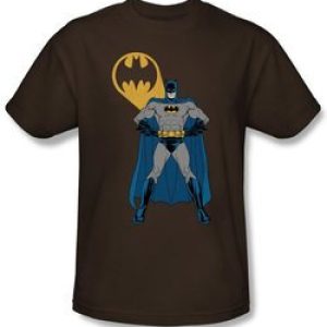Batman Kids T-Shirt – Arms Akimbo Bats Youth Coffee Brown Tee