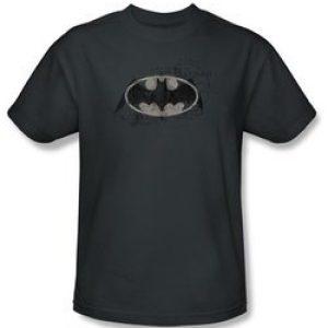 Batman T-Shirt – Arcane Bat Logo Adult Charcoal Gray Tee