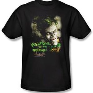 Batman T-Shirt – Welcome To The Madhouse Adult Black