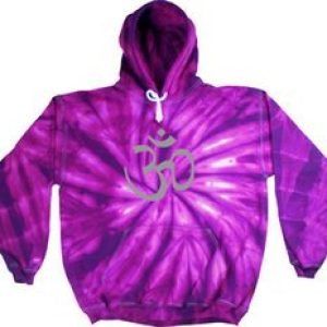 Mens Yoga Hoodie Sweatshirt – Aum Symbol Purple Tie Dye Hoody