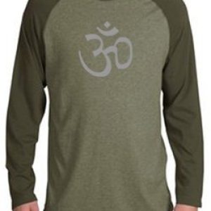 Mens Yoga Shirt – Aum Symbol Adult Long Sleeve Raglan Shirt