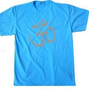 Mens Yoga T-shirt – Aum Symbol Adult Neon Blue Tee Shirt