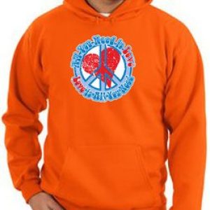 Peace Sign Hoodie All You Need Is Love Adult Hoody Orange