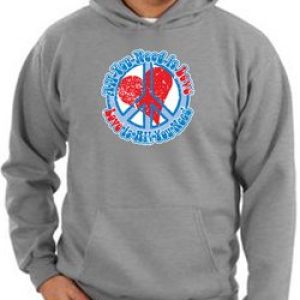 Peace Sign Hoodie All You Need Is Love Hoody Athletic Heather