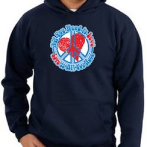Peace Sign Hoodie Sweatshirt – All You Need Is Love Adult Hoody – Navy