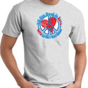 Peace Sign T-shirt – All You Need Is Love Adult Tee – Ash