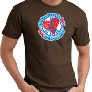 Peace Sign T-shirt – All You Need Is Love Adult Tee – Brown