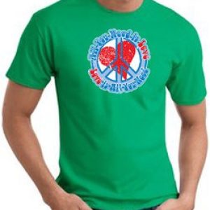 Peace Sign T-shirt – All You Need Is Love Adult Tee – Kelly Green