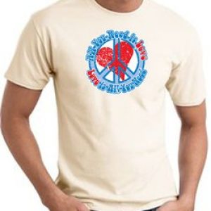 Peace Sign T-shirt – All You Need Is Love Adult Tee – Natural