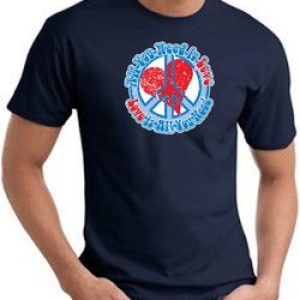 Peace Sign T-shirt – All You Need Is Love Adult Tee – Navy