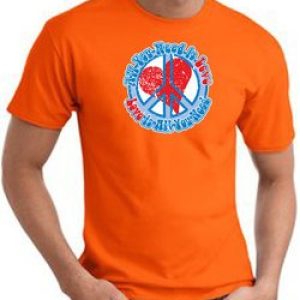 Peace Sign T-shirt – All You Need Is Love Adult Tee – Orange