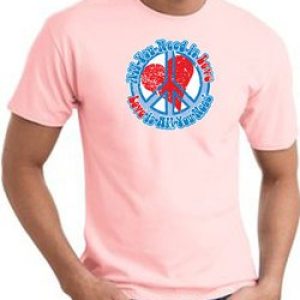 Peace Sign T-shirt – All You Need Is Love Adult Tee – Pink