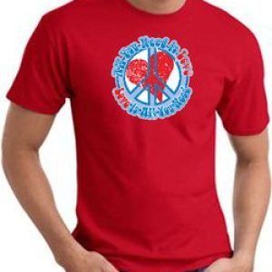 Peace Sign T-shirt – All You Need Is Love Adult Tee – Red