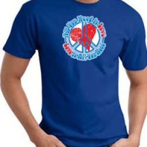 Peace Sign T-shirt – All You Need Is Love Adult Tee – Royal