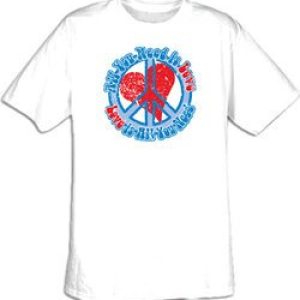 Peace Sign T-shirt – All You Need Is Love Adult Tee Shirt
