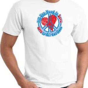 Peace Sign T-shirt – All You Need Is Love Adult Tee – White