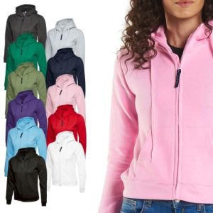 Womens Hooded Sweatshirt Zip Up Hoodie – LADIES PLAIN FITTED CASUAL HOODY TOPS