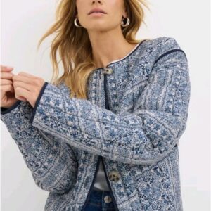 Women’s Navy Quilted Floral Patterned Jacket Size 12-14 New with Tags