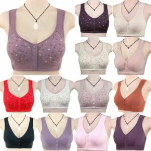 Ladies Women Front Fastening Bra Non Wired Sport Non Padded Soft Stretch Bra UK