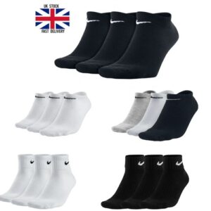 NIKE SOCKS 3 PAIRS PACK – LIGHTWEIGHT CREW ANKLE MENS WOMENS SPORTS