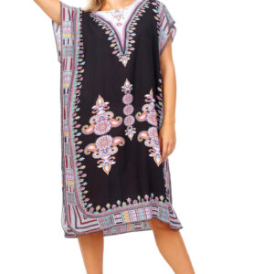 Womens Mid length cotton dress beach holiday dress ladies short sleeved dress