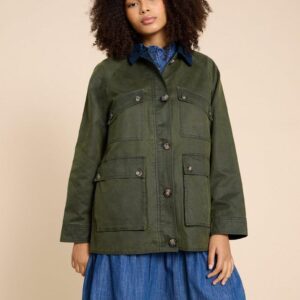 White Stuff Juniper Women’s Jacket Button Up Ladies Long Sleeve Cotton Coat