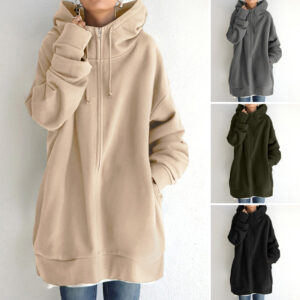 Womens Zip Up Casual Loose Hoodie Sweatshirt Warm Ladies Tops Coat Jacket