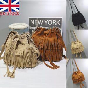 Ladies Tassel Handbag Women Faux Suede Fringe Crossbody Shoulder Messenger Bag