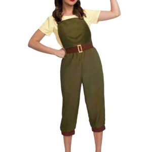 WW2 1940s Land Girl Womens Ladies World War 2 Fancy Dress Costume Size UK 8-18