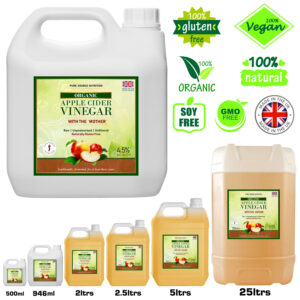 PURE RAW Apple Cider Vinegar with Mother Apple cider Weight Loss Detox All Sizes