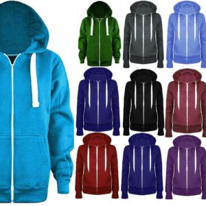 Zip Up Sweatshirt Hooded Hoodie Coat Jacket Top PLUS SIZE Top Ladies (2-26)