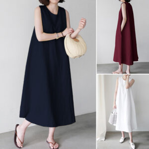 UK 8-24 Women Cotton Tank Dress Casual Loose Summer O Neck A Line Dresses